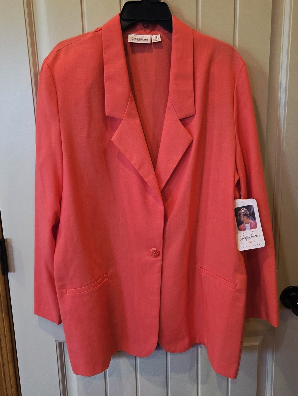 VTG 80s Jaclyn Smith Signature Coral Blazer NWT Made in USA ILGWU Size 16